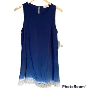 ALTAR’D State Navy blue sleeveless dress tunic white lace hem NWT size small